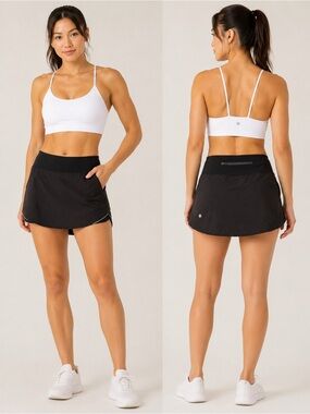 Lululemon Photo Finish Skirt Size 4 Black Athletic Tennis Running Skort